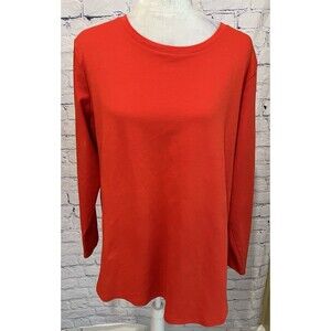 Isaac Mizrahi Essentials Shirt Orange Long Sleeve Pull On Plus Size Top Size 2X